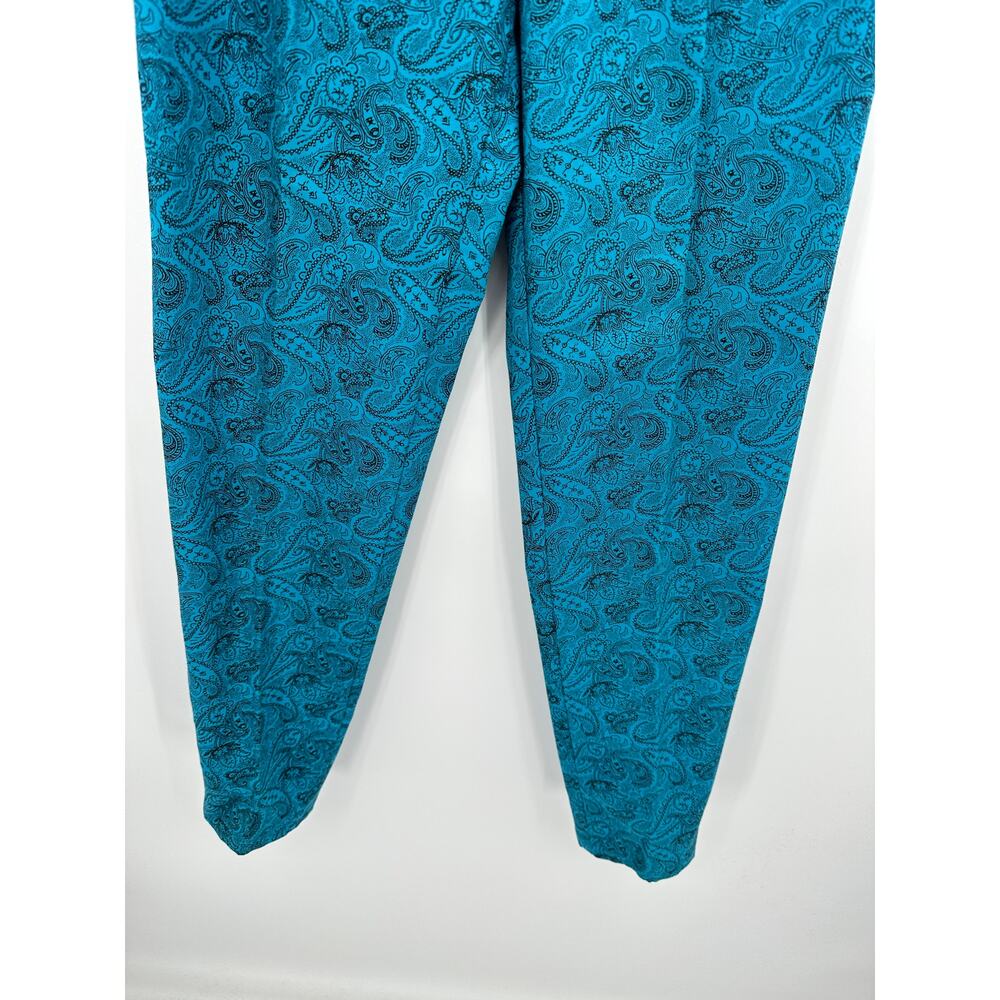Chic Sport Pants Women 9 Vintage Deadstock High Waist Tapered Paisley Teal NWT - Picture 3 of 10